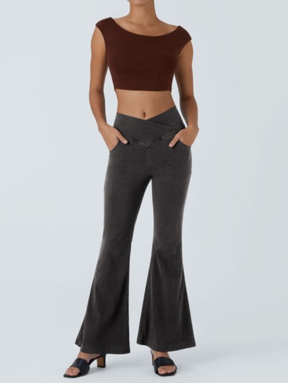 Halara Flex™ High Waisted Crossover Pocket Washed Casual Jeans